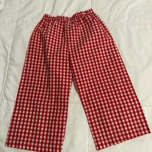 Toddler Gingham Pants Size 2 Red White Check Cotton Elastic Waist